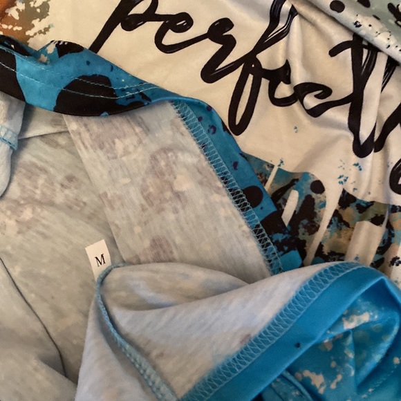 NWOT MD Blue, Black, Tan Speckled Paint Splatter Pattern PERFECTLY IMPERFECT Top - Picture 7 of 7